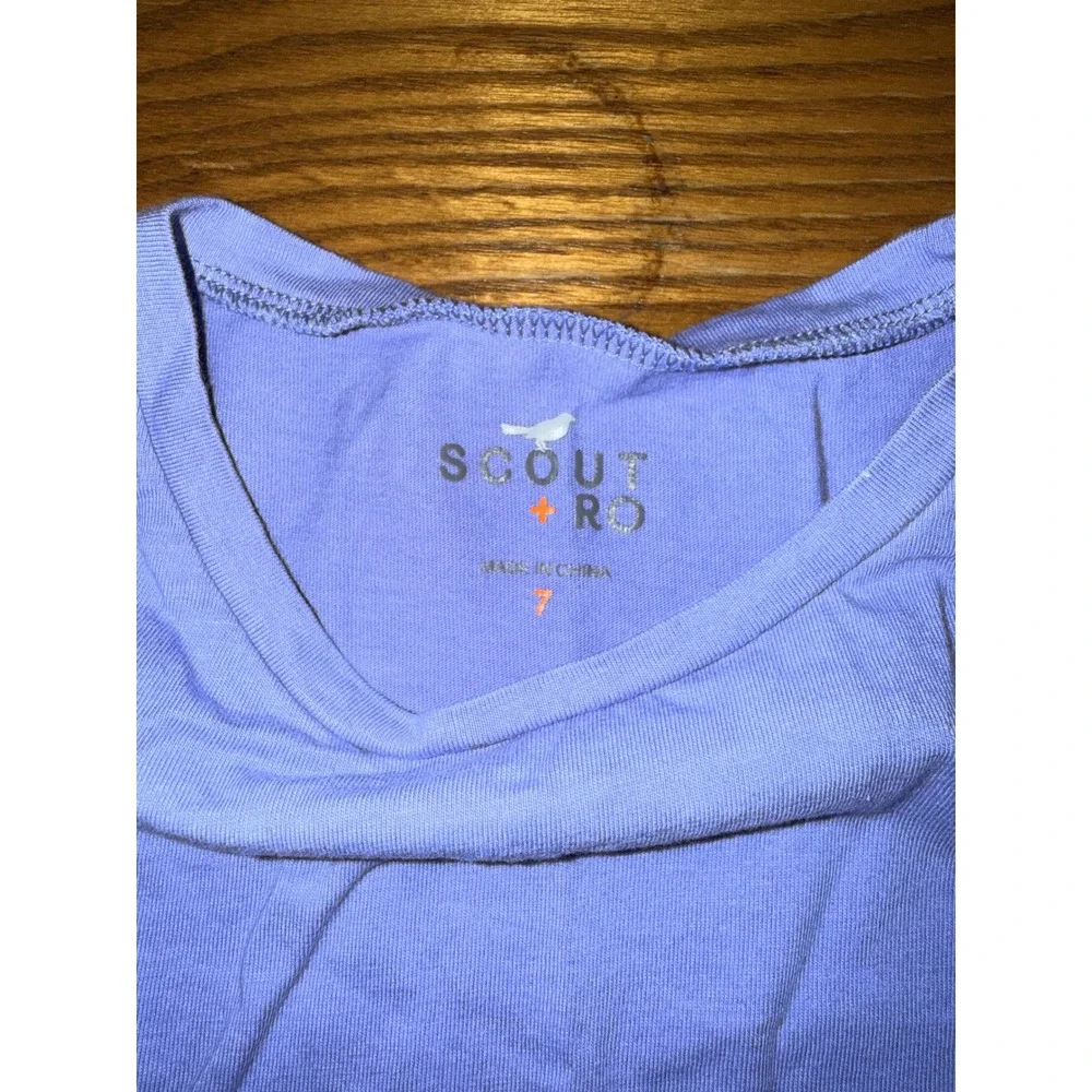 SCOUT + RO Kids Long Sleeve Shirt Size‎ 7 Periwinkle Blue Bird Detail